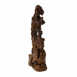Chinese Oriental Wood Old Man On Tree Carving Display Figure Art ws1756S
