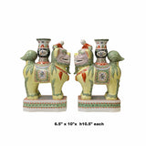 Pair Vintage Yellow Foo Dog Shape Candle Holder Vase Displays ws1766S