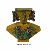 Chinese Ceramic Distressed Yellow Fan Shape 8 Immortal Small Vase ws1770S