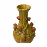 Handmade Chinese Ceramic Distressed Yellow Peach Theme Vase ws1769S