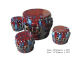 Set/Five Pieces Chinese Clay Multiple Colorful Round Garden Tea Table