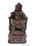 Asian wood Guardian God statue